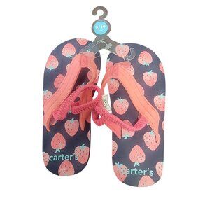 Carters Girls Strawberry Print Flip-Flops Size 7/8 Medium